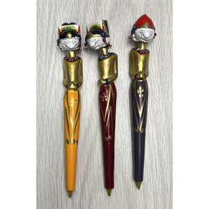 3 Vintage Wayang Golek Indonesian Hand Painted Carved Wood Pen Puppets Wooden